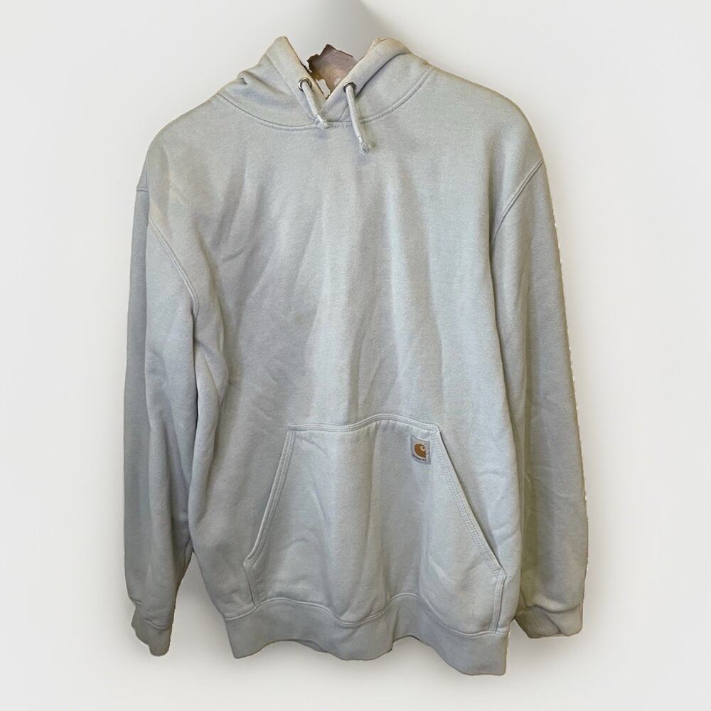 Carhartt Pullover Hoodie Sweatshirt Mens M Light Blue Loose Fit Workwear
